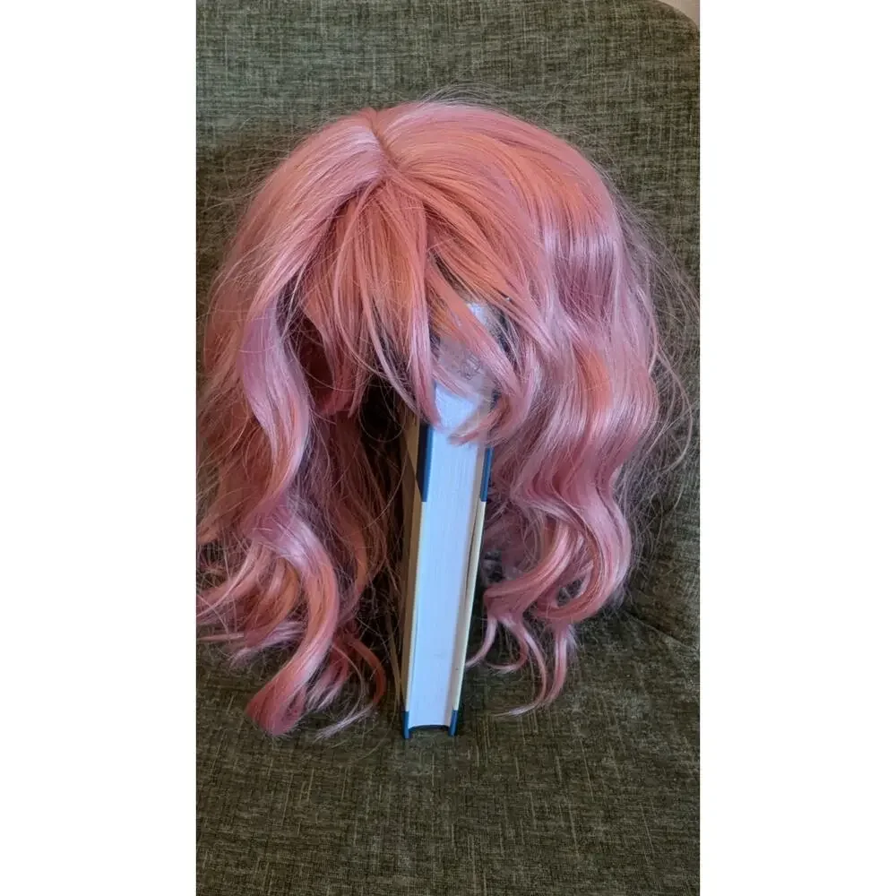 Short Bob Pink Wigs with Bangs for Women Loose Wavy Hair